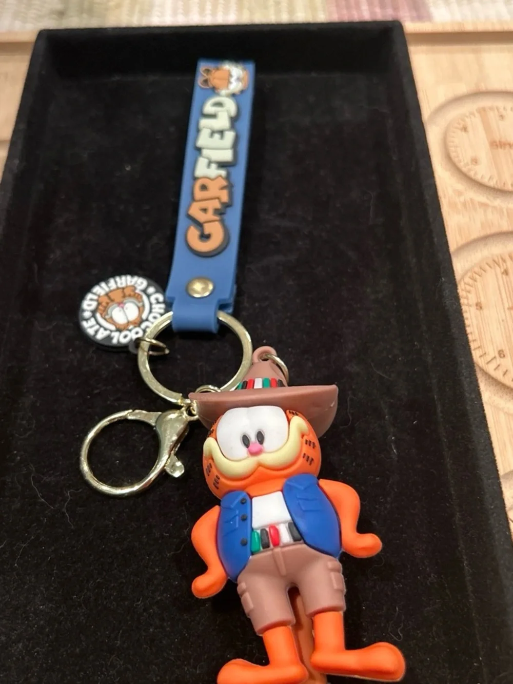 Kids Keychain - Orange Cowboy Character with Blue Strap